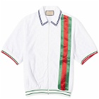 Gucci Men's Jacquard Stripe Sponge Polo Shirt in White