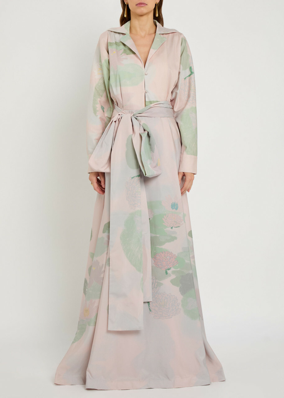 Bernadette Beatrice Printed Stretch-cotton Maxi Shirt Dress Pink