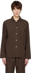 Tekla Brown Buttoned Pyjama Shirt