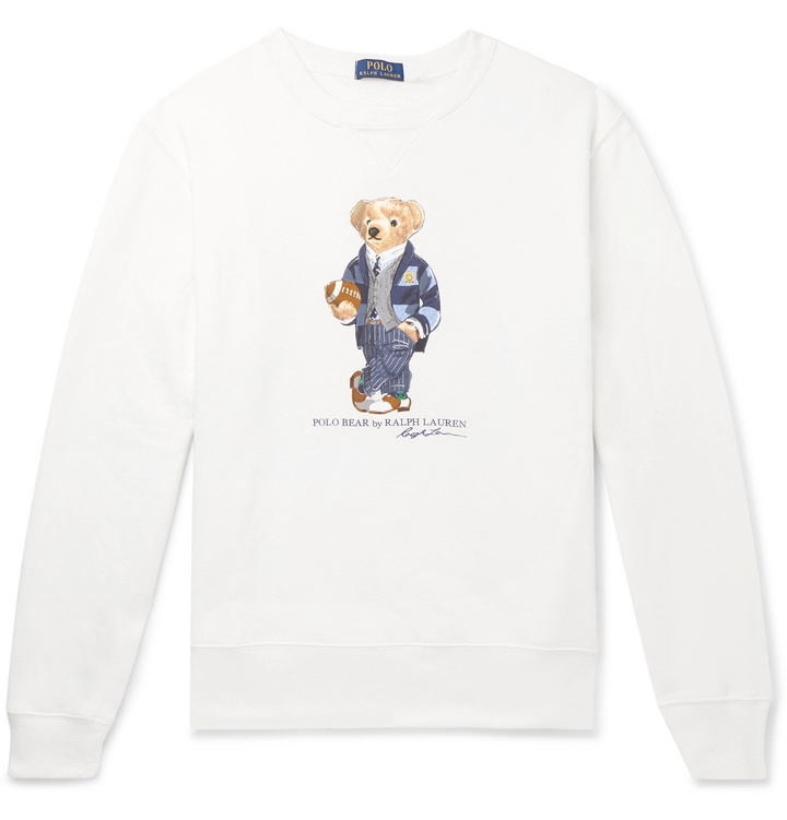 Photo: Polo Ralph Lauren - Printed Fleece-Back Cotton-Blend Jersey Sweatshirt - White