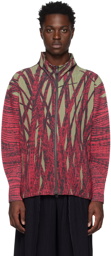 Homme Plissé Issey Miyake Red Grass Field Track Jacket