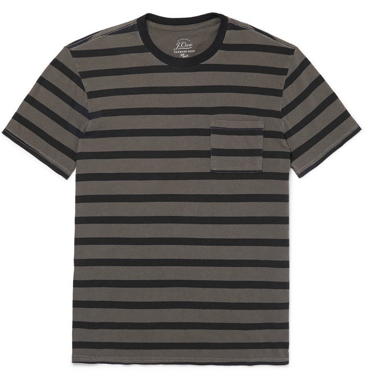 Photo: J.Crew - Garment-Dyed Striped Slub Cotton-Jersey T-Shirt - Men - Green