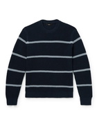 Theory - Gary Striped Cotton and Cashmere-Blend Sweater - Blue