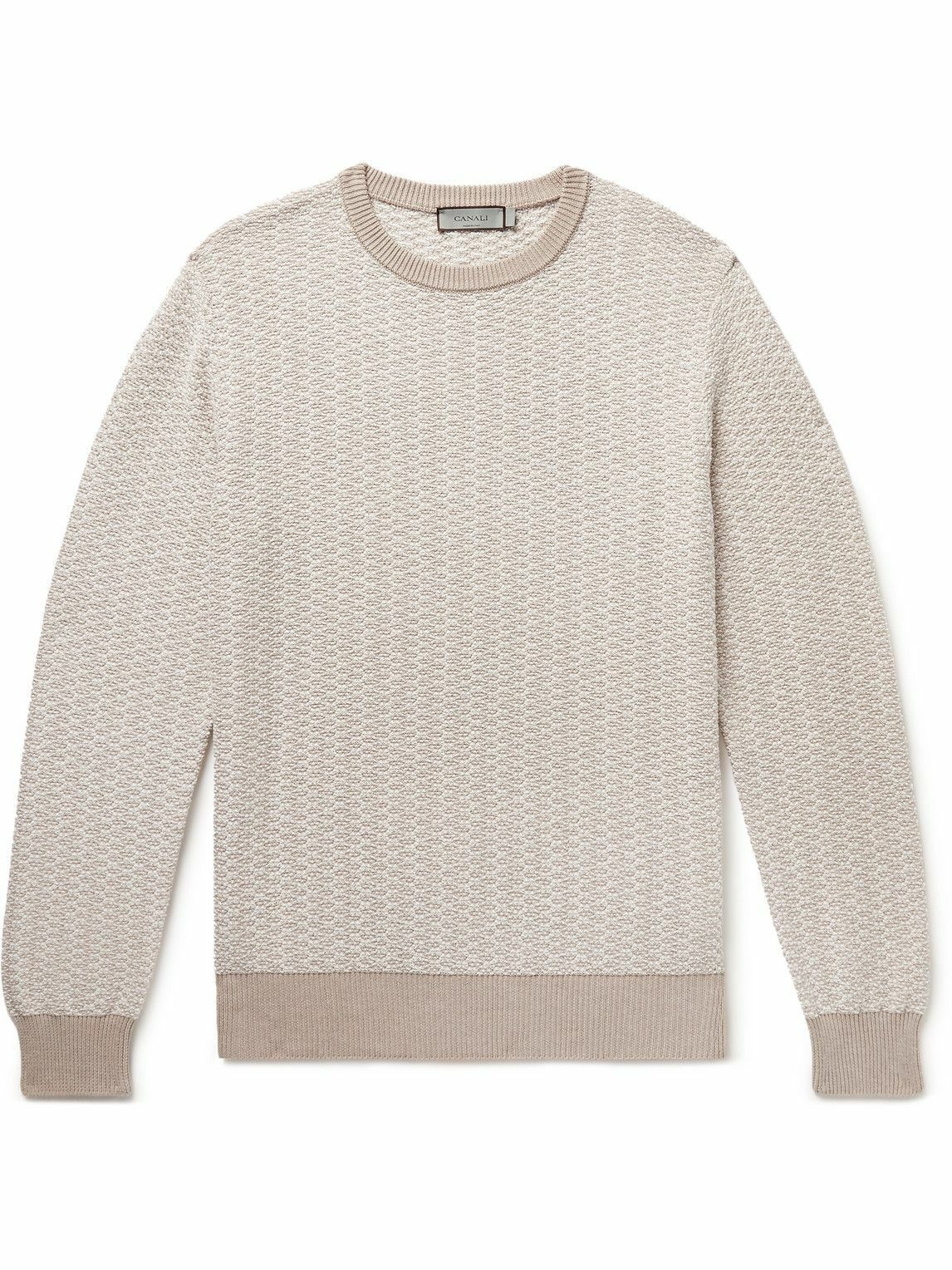 Photo: Canali - Textured-Knit Cotton-Blend Sweater - Neutrals
