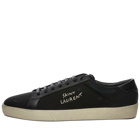 Saint Laurent Men's SL06 Court Canvas Signature Sneakers in Black
