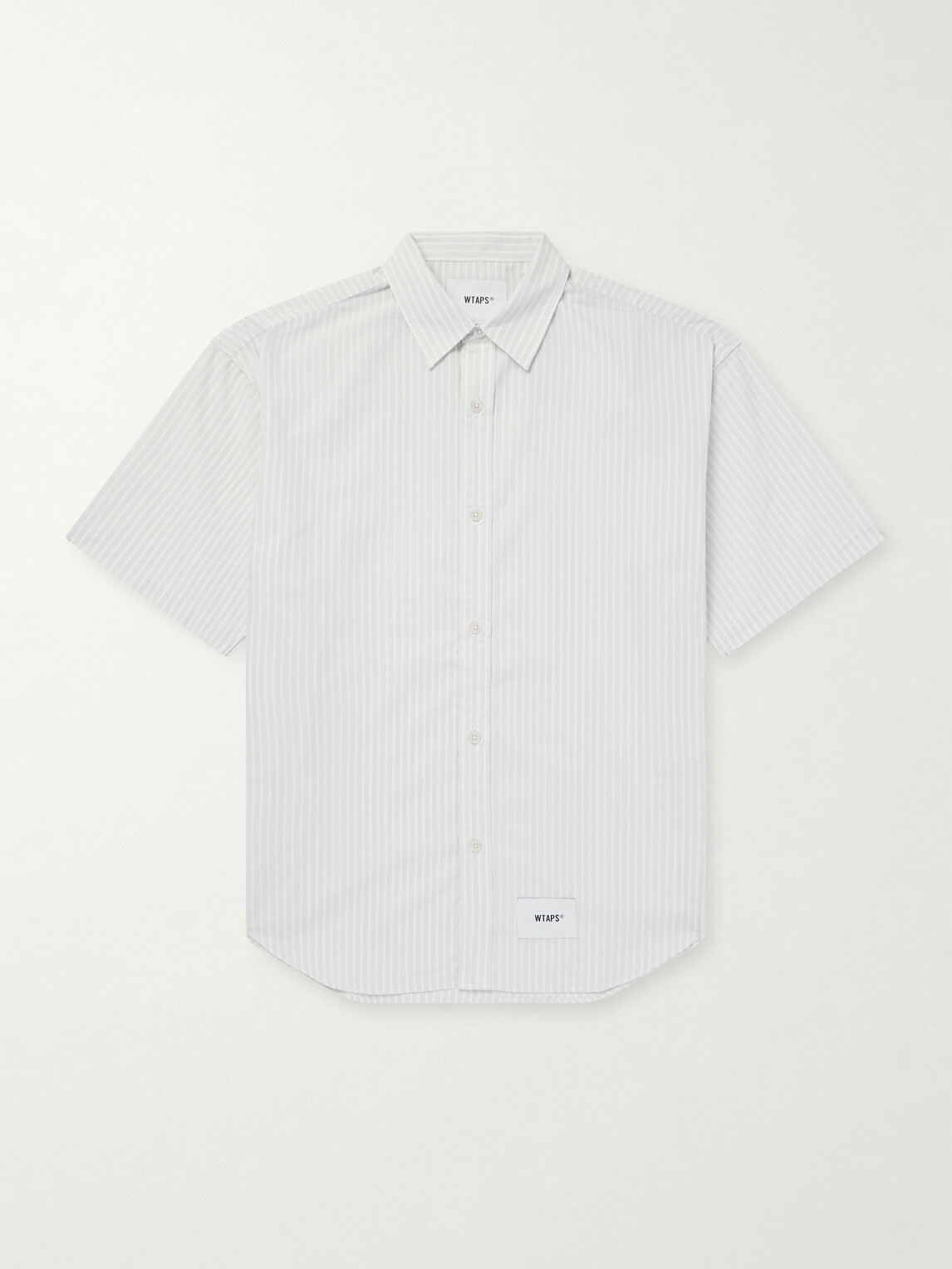 WTAPS - Logo-Appliquéd Striped Poplin Shirt - Gray