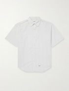 WTAPS - Logo-Appliquéd Striped Poplin Shirt - Gray