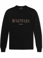 Balmain - Logo-Intarsia Ribbed Merino Wool Sweater - Black