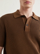 Sunspel - Ribbed Cotton Polo-Shirt - Brown