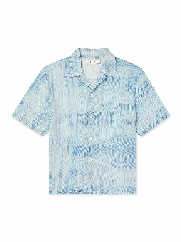 Photo: Our Legacy - Printed Striped Cotton-Blend Shirt - Blue