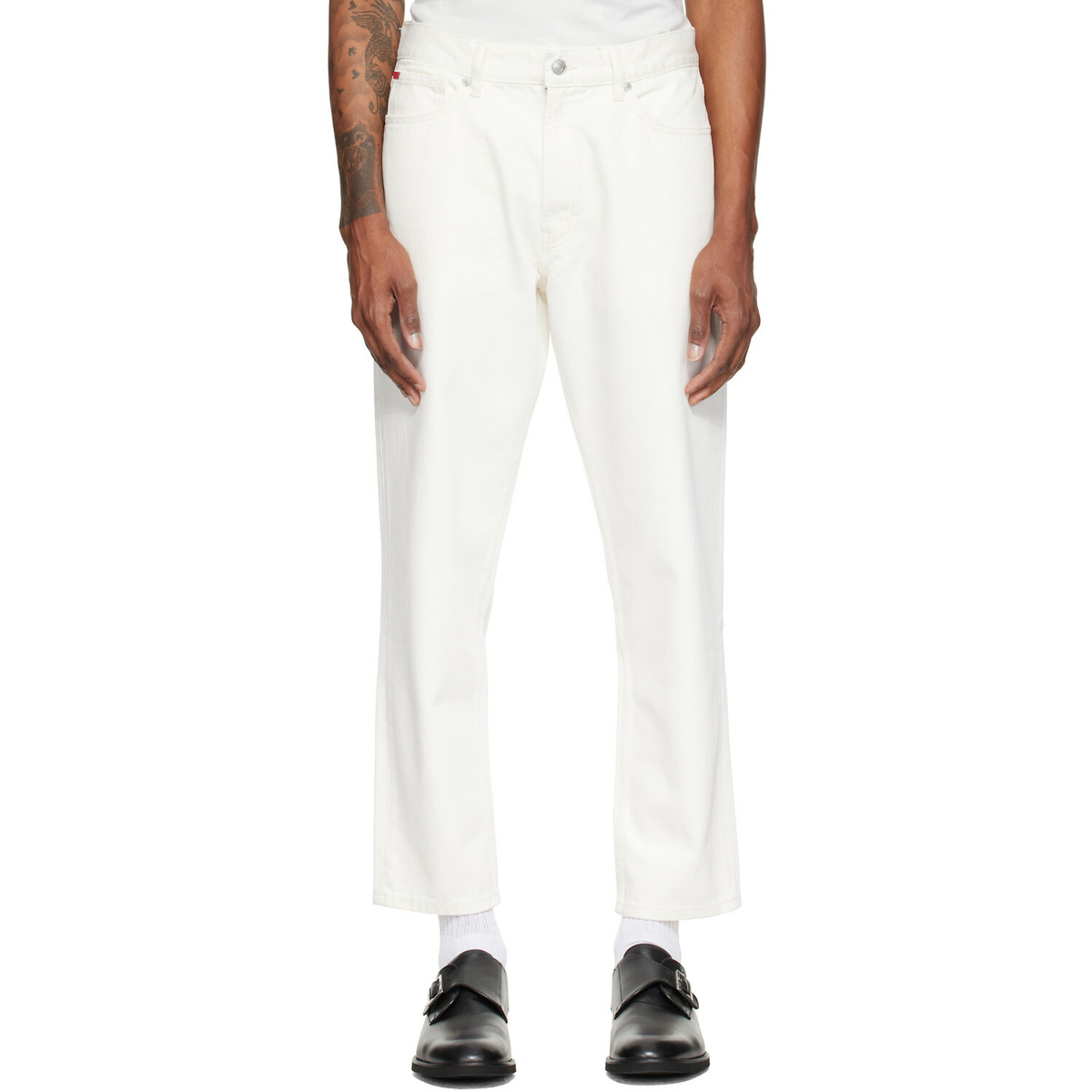 Hugo White Relaxed-Tapered-Fit Jeans