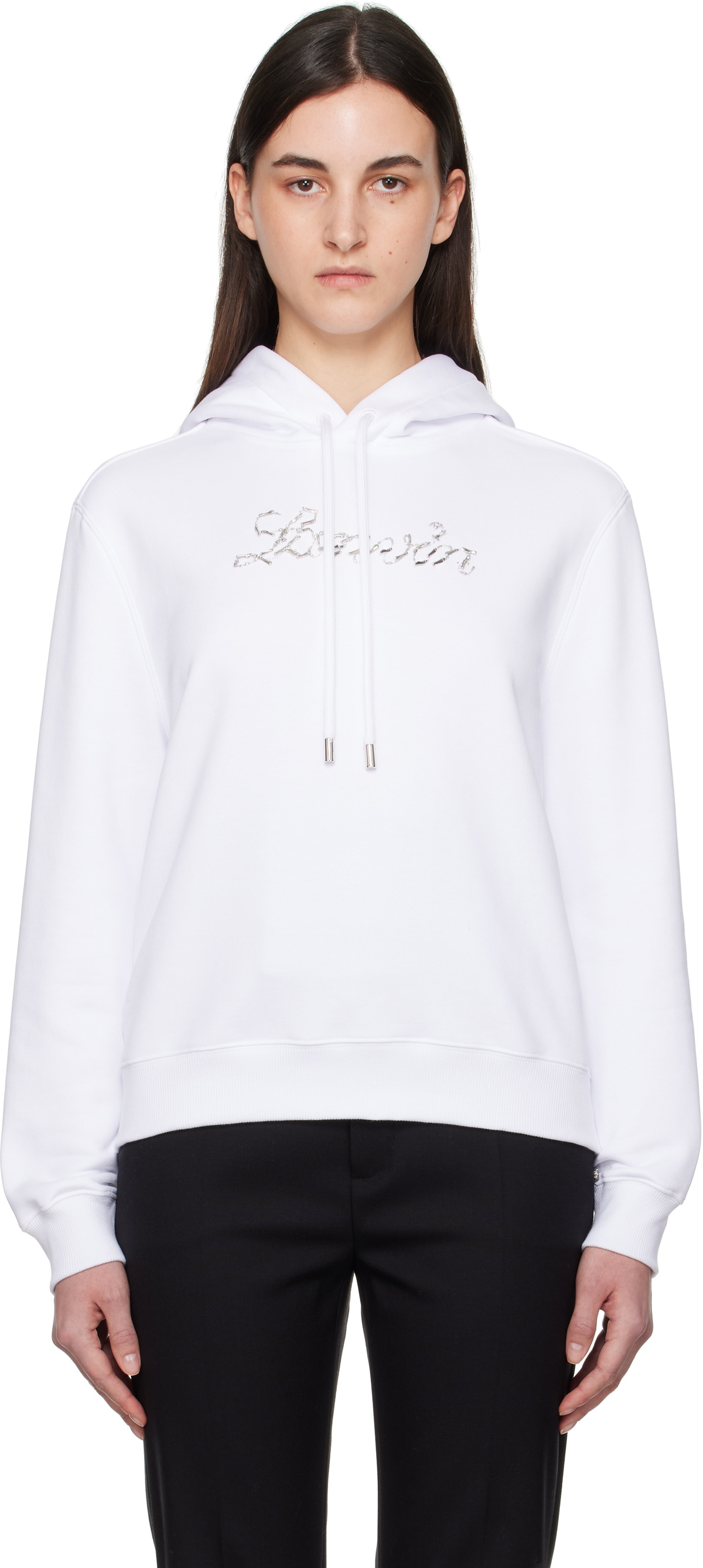 Lanvin White 'Lanvin' Bead Embroidered Hoodie