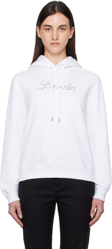 Photo: Lanvin White 'Lanvin' Bead Embroidered Hoodie