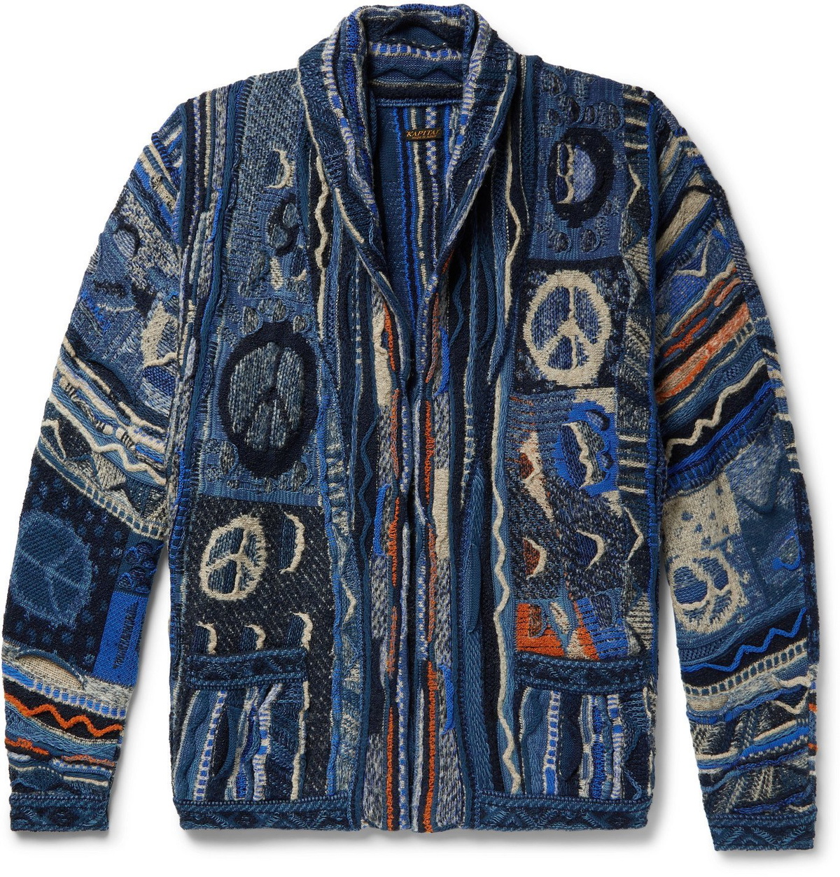 KAPITAL - Boro Cotton-Blend Jacquard Cardigan - Blue KAPITAL