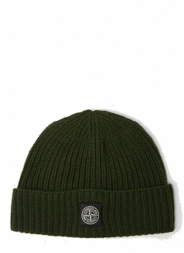 Photo: Compass Patch Beanie Hat in Dark Green