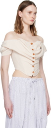 Vivienne Westwood Off-White Short Sleeve Bea Corset Cardigan Blouse