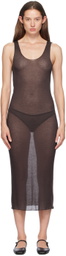 Deiji Studios Brown Knit Singlet Midi Dress