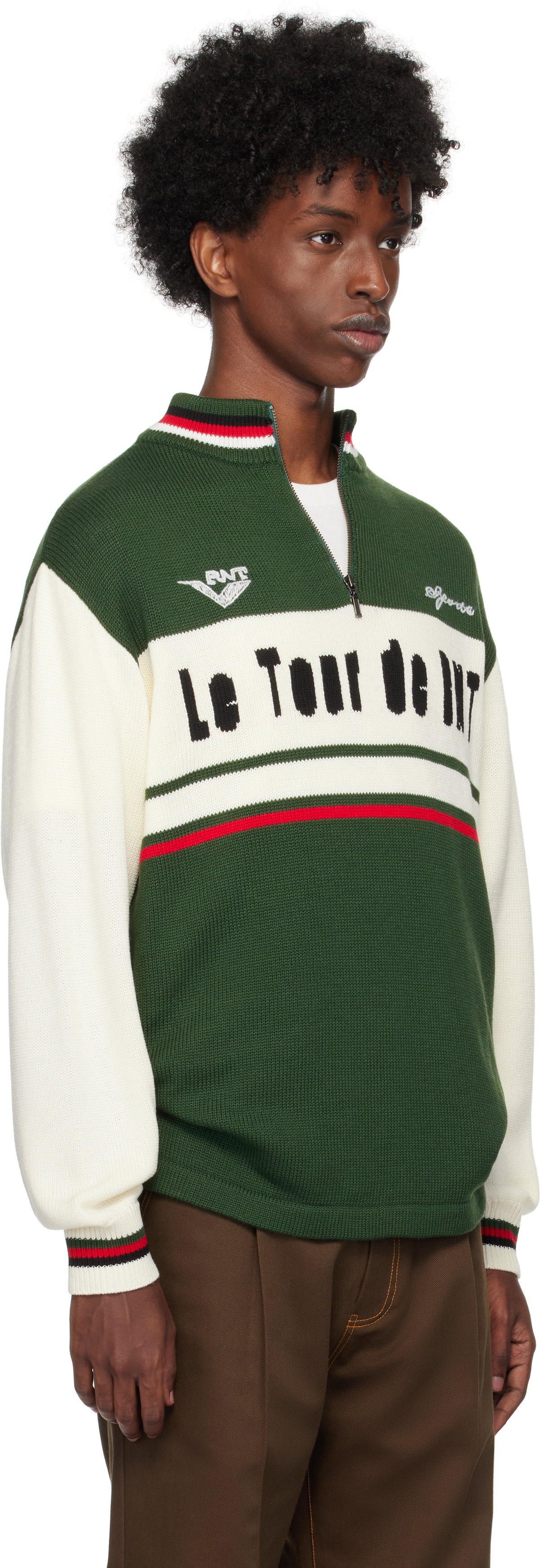 RICE NINE TEN Green Knitting Cycling Jersey Sweater
