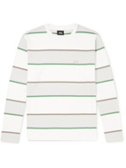 Stussy - Logo-Embroidered Striped Cotton-Jersey T-Shirt - White