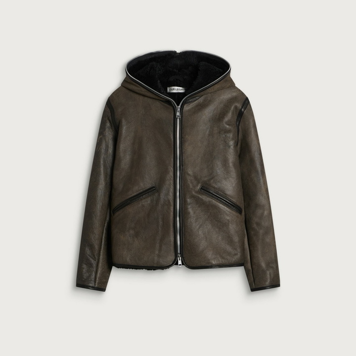 Photo: Our Legacy Men's Dry Shearling Full Zip Jacket in Smoky Black