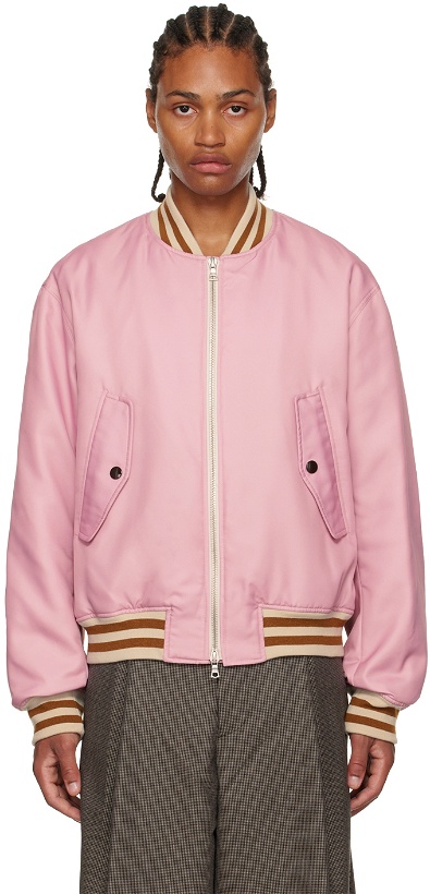 Photo: Dries Van Noten Pink Fitted Bomber Jacket