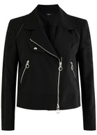 High Oblique Embroidered Stretch-nylon Biker Jacket Black