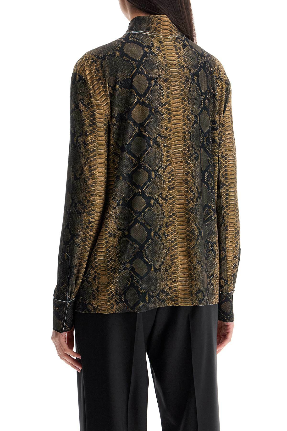 NORMA KAMALI brown python print long sleeve shirt Brown