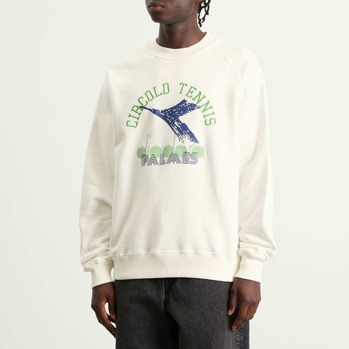 Diadora Men's x Palmes Legacy Crew Sweat in Snow White
