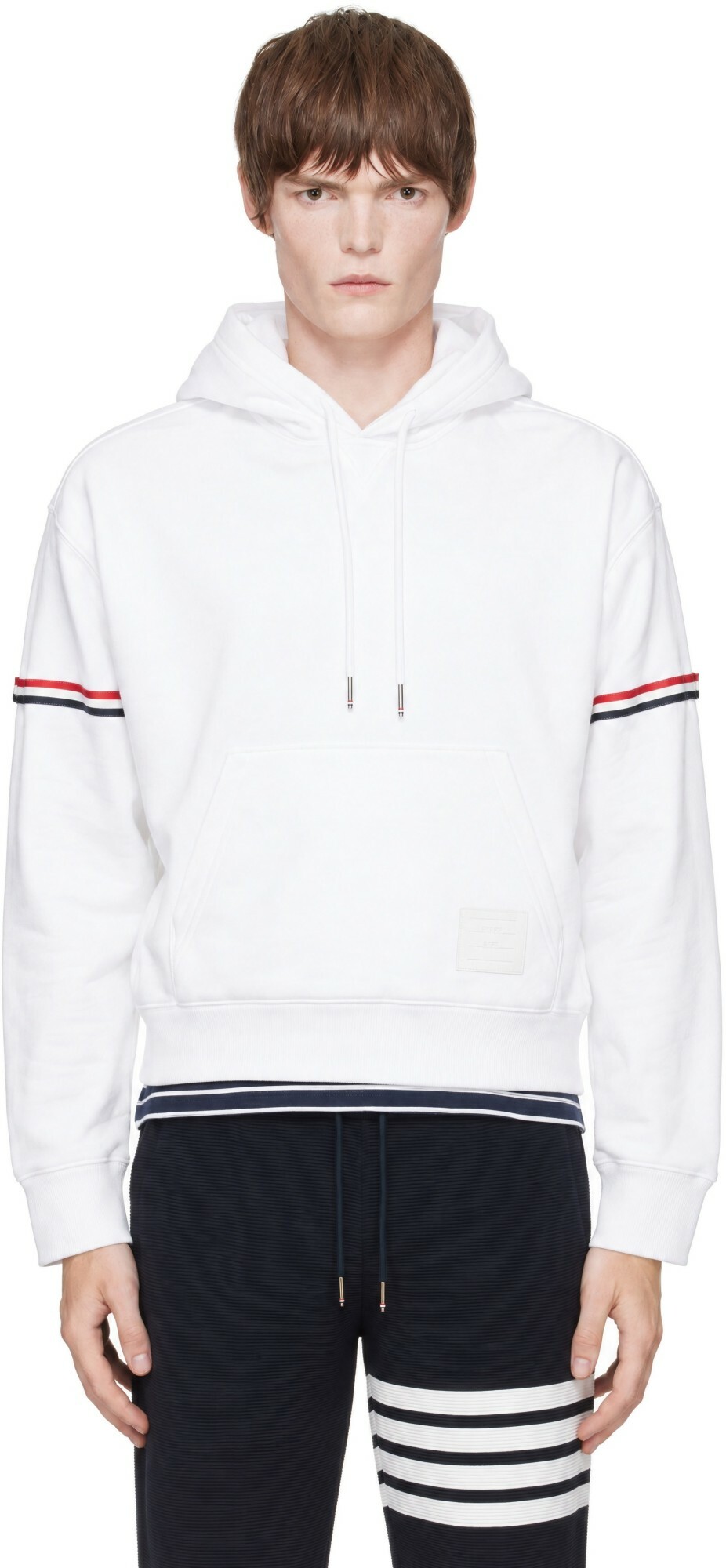 Thom Browne White Loopback Jersey Armband Oversized Hoodie