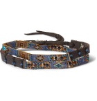 Peyote Bird - Multi-Stone and Leather Wrap Bracelet - Blue