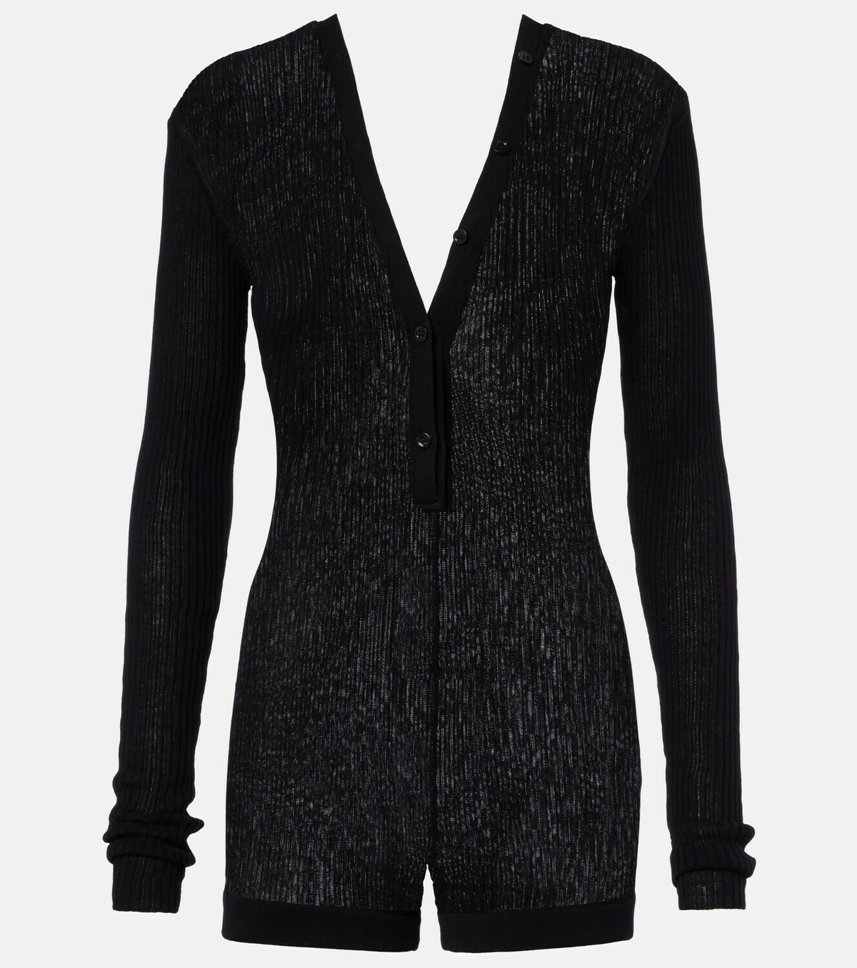 Mugler Ribbed-knit cotton romper