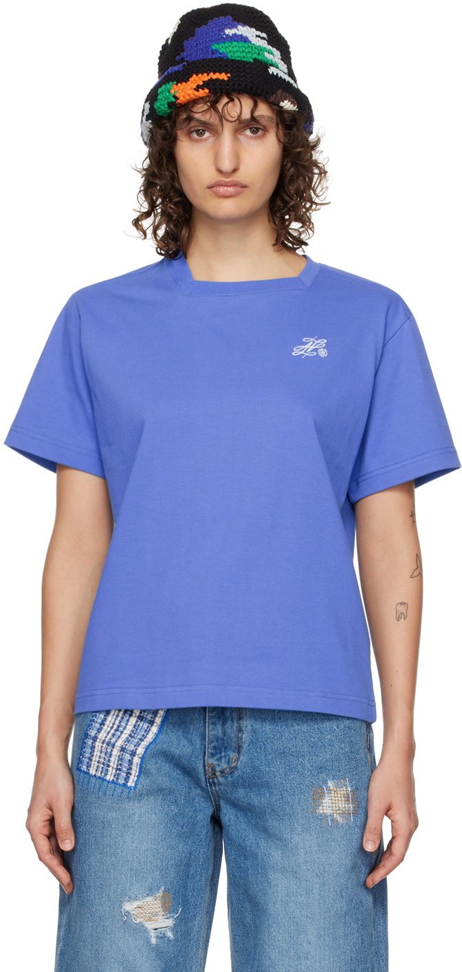 【ADER ERROR】 Dancy logo t-shirt ADER error Blue Dancy T-Shirt ADER error