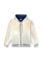 Diesel Zip-up hoodie in coated dusty Track Denim - Sweaters - Unisex - Blue