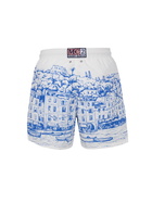 MC2 Saint Barth Man Mid-length Gustavia Swim-shorts With Portofino Placed Print