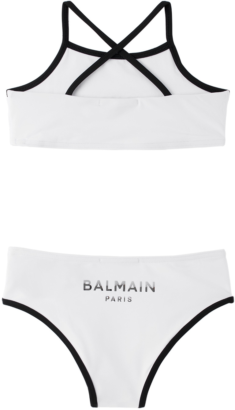 Balmain Kids White Printed Bikini