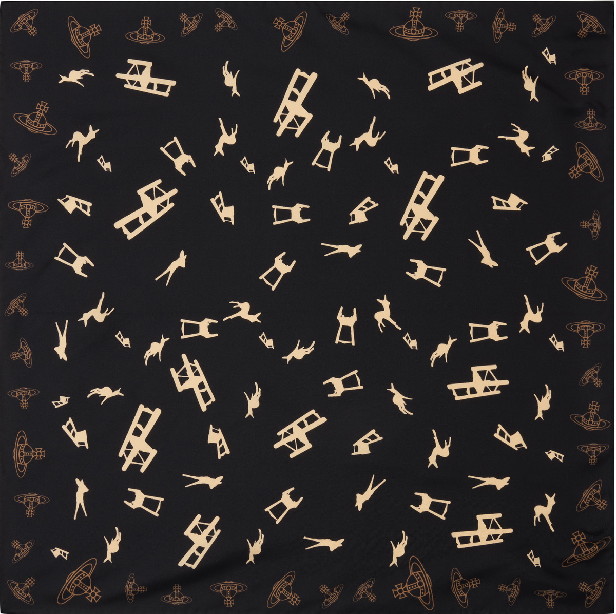 Vivienne Westwood Black Solid Deer Chair Square Scarf