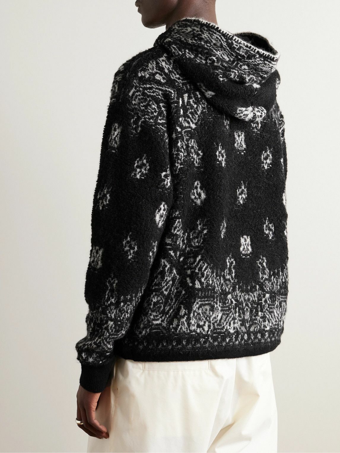 AMIRI - Bandana Whipstitched Jacquard-Knit Hoodie - Black Amiri AMIRI - Bandana Whipstitched Jacquard-Knit Hoodie - Black Amiri