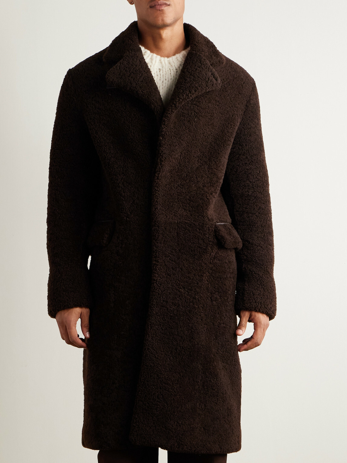 Gabriela Hearst - Leather-Trimmed Shearling Car Coat - Brown