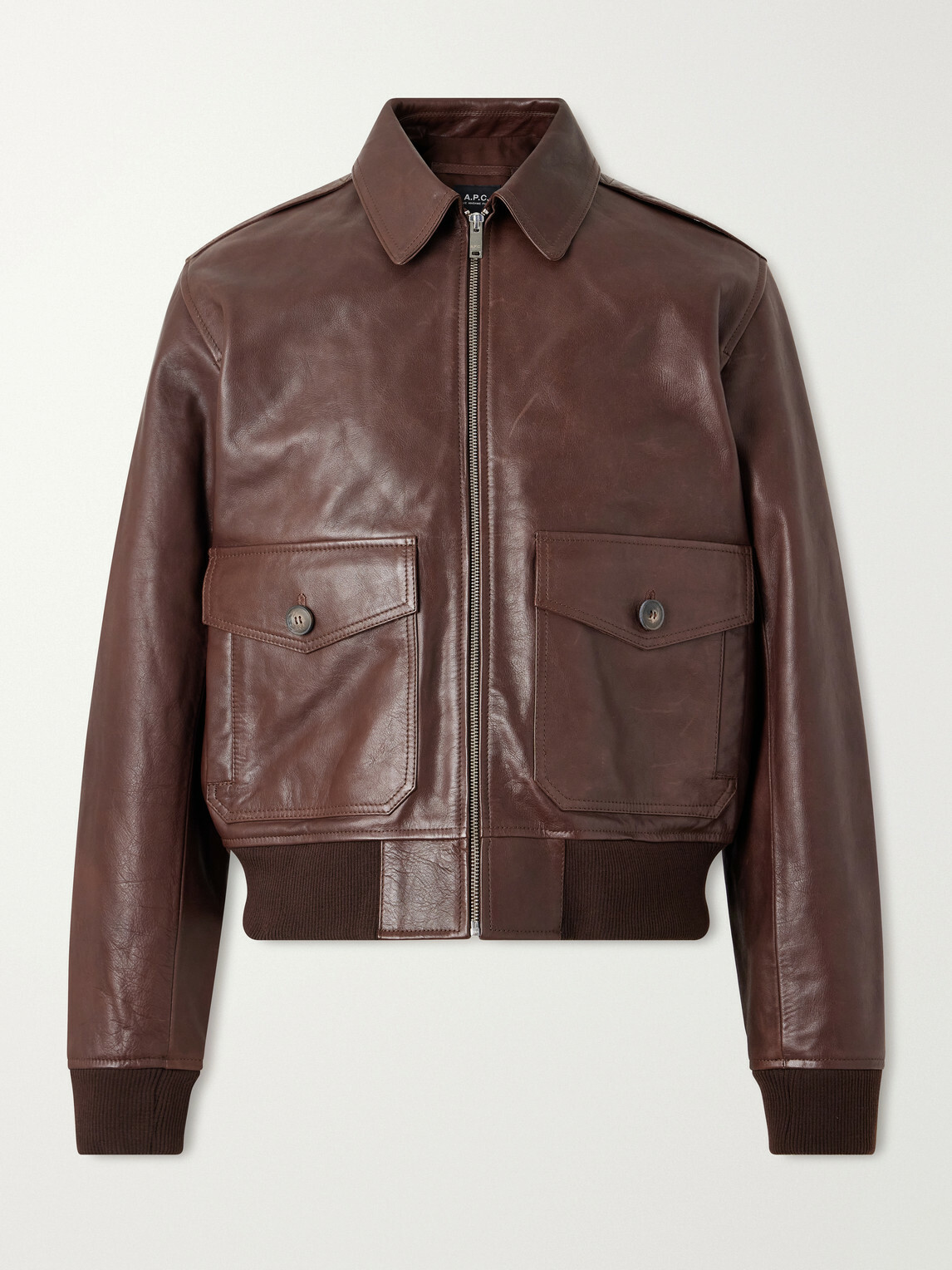 A.P.C. - Gael Leather Jacket - Brown