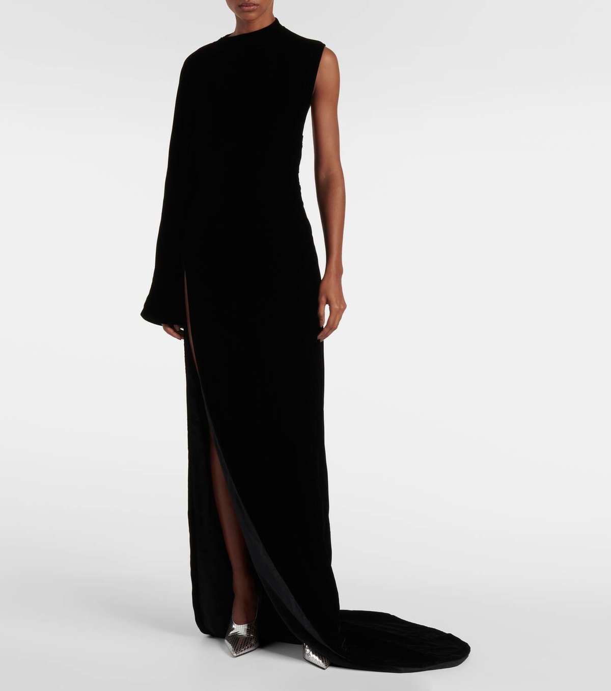 open lace back dress Single-sleeve cashmere dress ALAIA