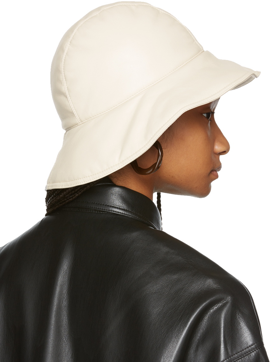 Nanushka Off-White Vegan Leather Cameron Bucket Hat Nanushka