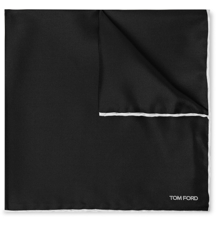 Photo: TOM FORD - Contrast-Tipped Silk-Twill Pocket Square - Blue