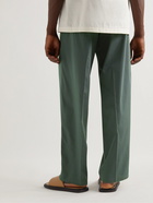 UMIT BENAN B - Wide-Leg Cotton and Silk-Blend Poplin Drawstring Trousers - Green