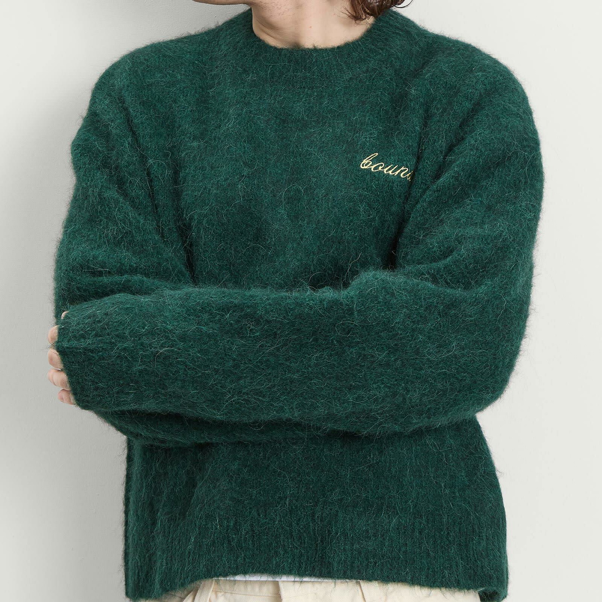 Bound Men's Dexter Cropped Alpaca Jumper in Forest Green