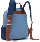 Chloé Kids Blue Embroidered Denim Backpack