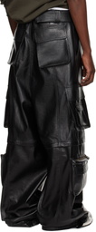 LU'U DAN Black Belted Faux-Leather Cargo Pants