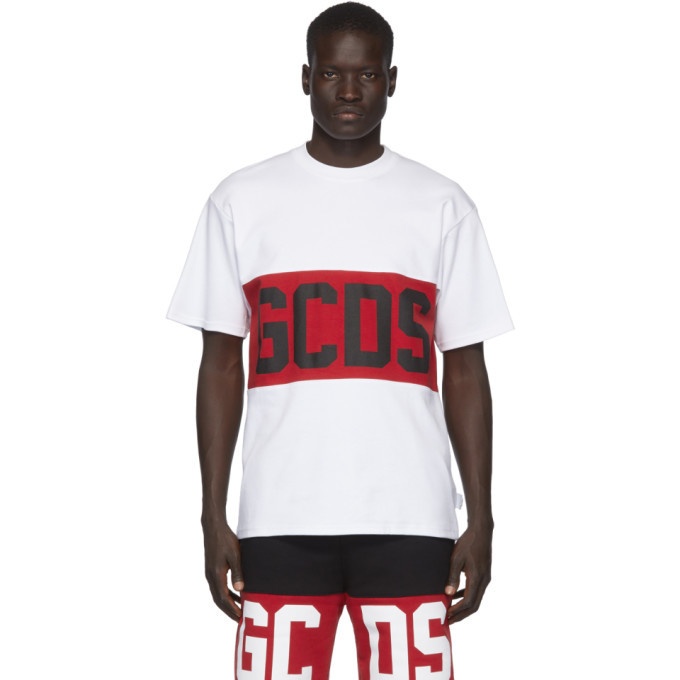 Photo: GCDS White and Red Band Logo T-Shirt