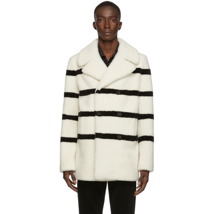 Photo: Saint Laurent White Shearling Double-Breasted Jacket