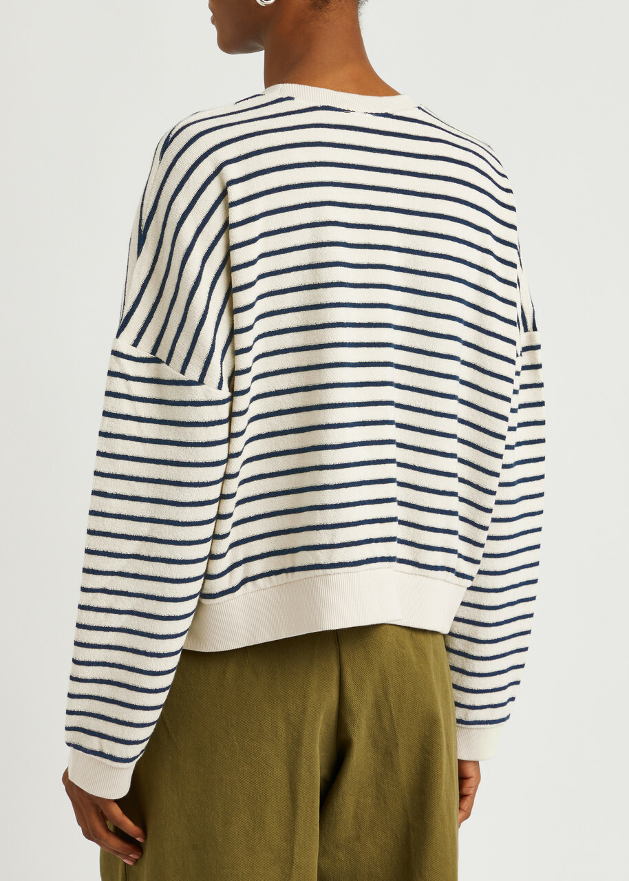 Ymc Almost Grown Striped Terry Sweatshirt Navy