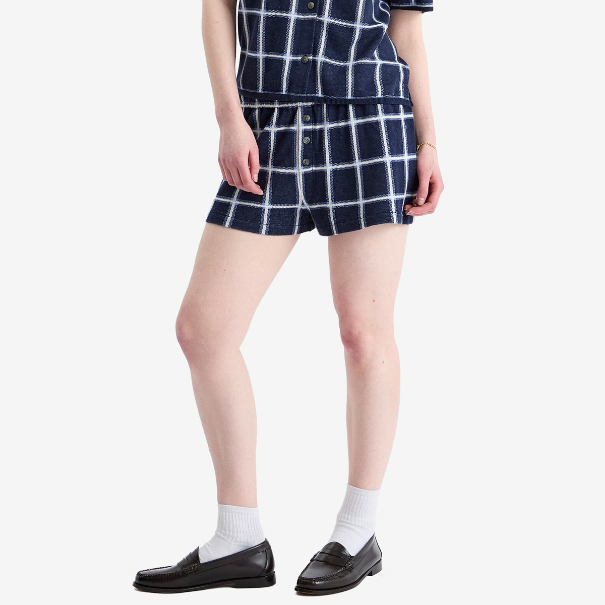 GUEST IN RESIDENCE Women's Picnic Plaid Shorts in Midnight Combo